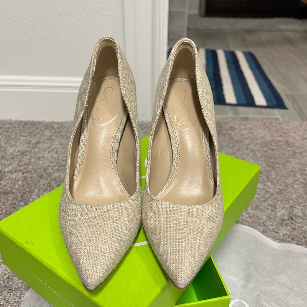 Sam Edelman Hazel Natural/Glitter Stilettos- 5.5